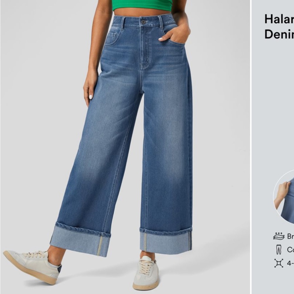 Halara Wide-Leg Blue Denim Jeans